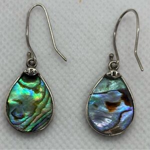 ABALONE SHELL STERLING SILVER TEARDROP DANGLE EARRINGS